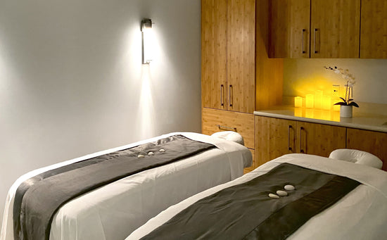 La Plage Spa facials, body toning, and couples massage treatment room